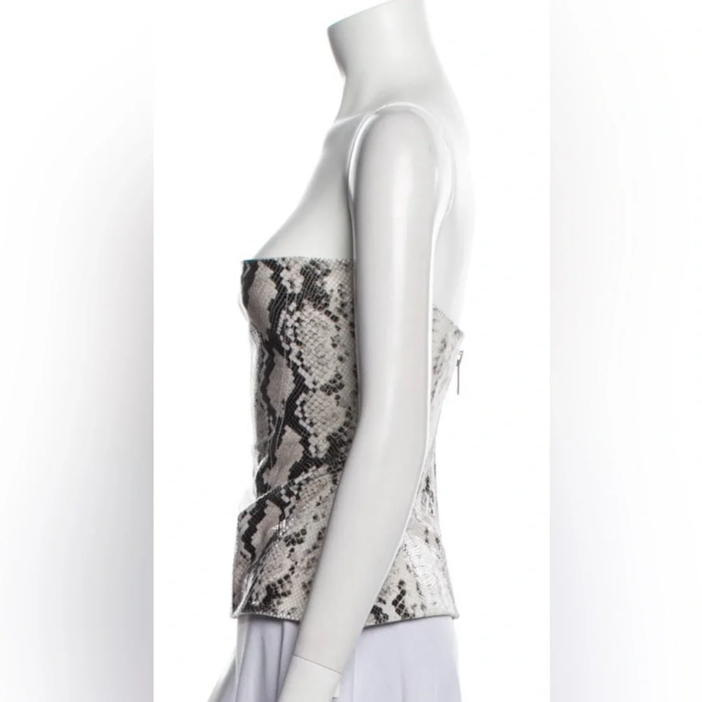 Retrofete Leather Snakeskin Print Sleeveless Corset Top - Picture 2 of 12